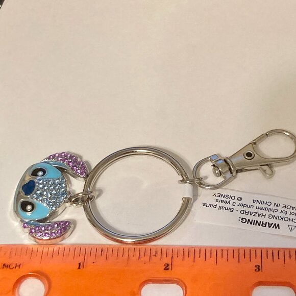 Vintage Disney Rhinestone Stitch Keychain Zipper Pull Purse Bag Charm Aulani - Picture 9 of 10